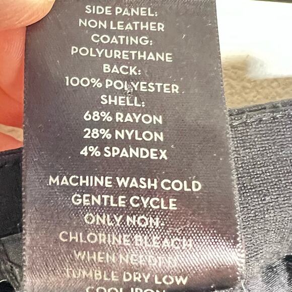 Ann Taylor black with faux leather trim casual legging pants 2 petite 2P B18 - Picture 3 of 4